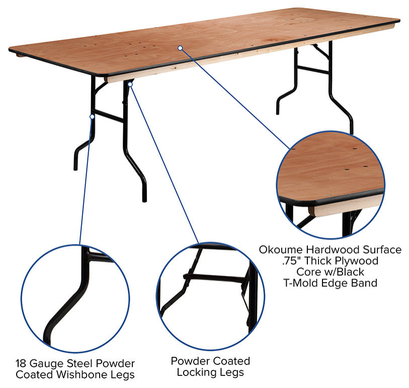 36x96 Wood Fold Table