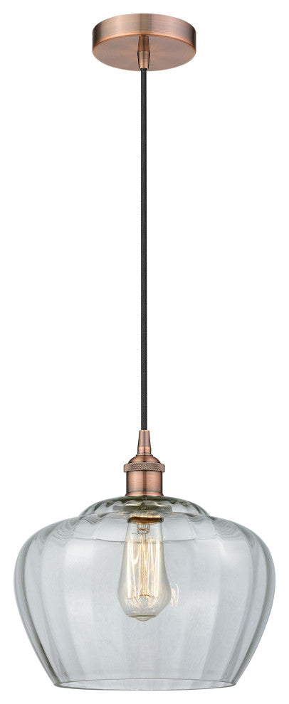 Innovations 616-1P-AC-G92-L Fenton 1 Light 11" Mini Pendant, Antique Copper