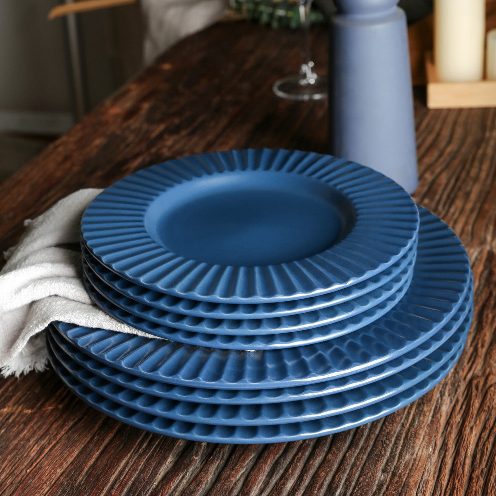 Christian Siriano Lusso Stoneware 16 Piece Dinnerware Set, Ash Blue