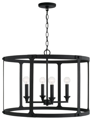 Capital Lighting 344941 Brennen 4 Light 25"W Drum Chandelier - Black Iron
