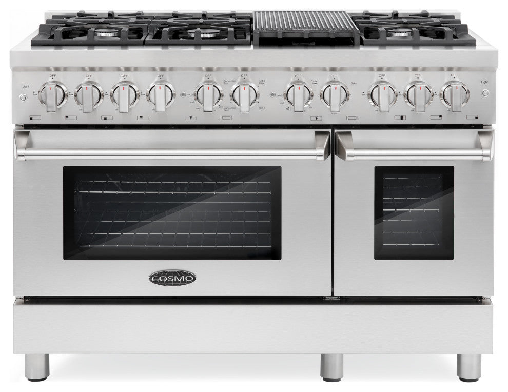 Cosmo Pro Double Oven Dual-Fuel Range 6 Burners w/ Griddle 48"�