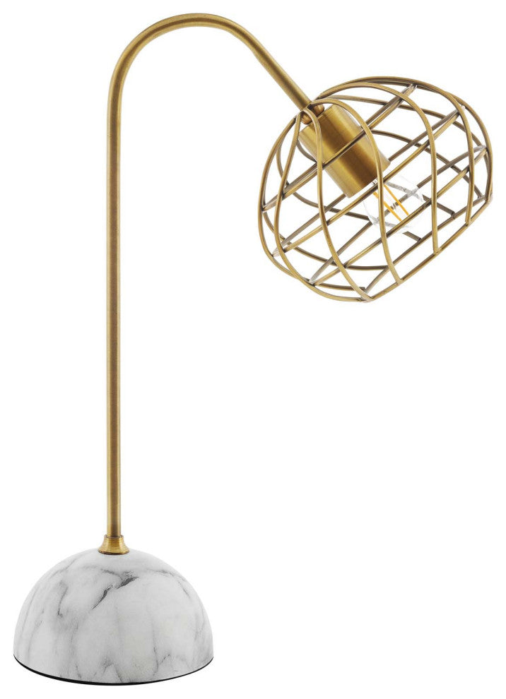 Salient Brass and Faux White Marble Table Lamp