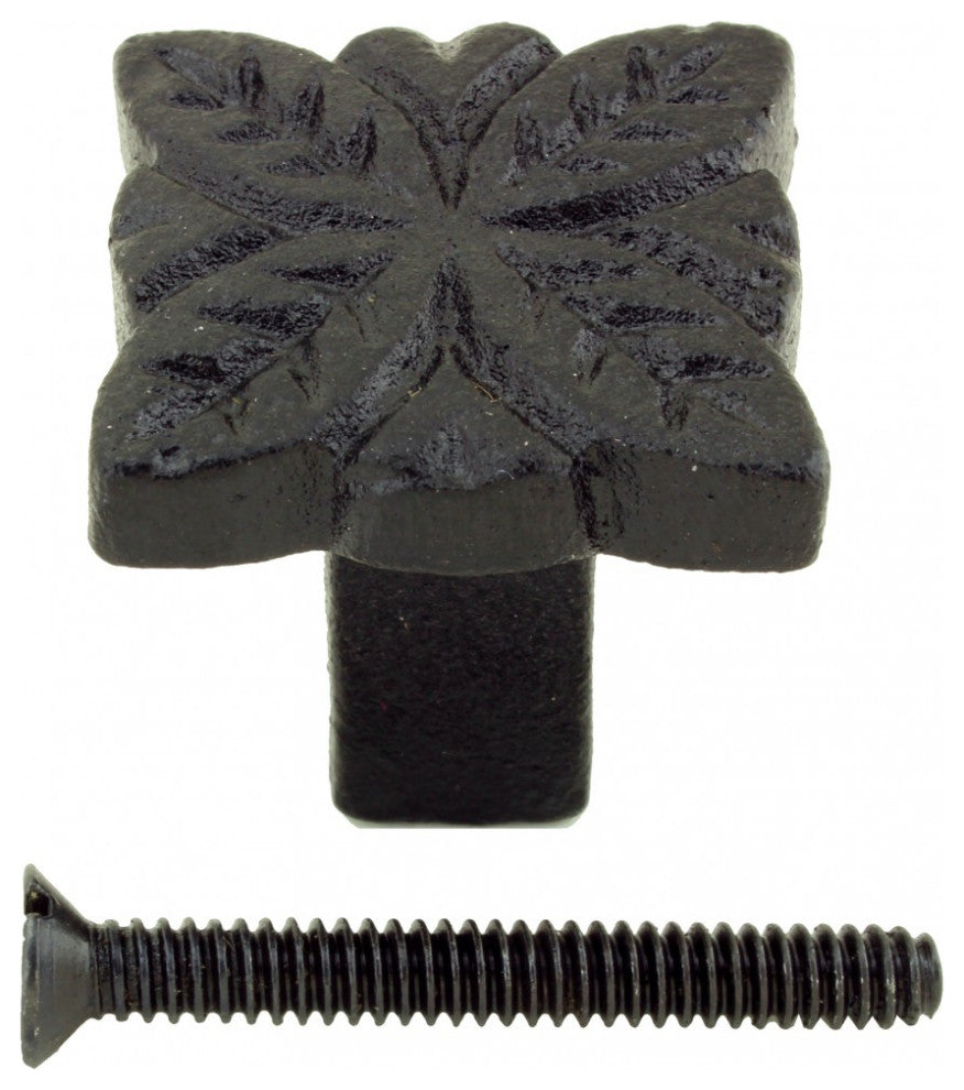 Flower Cabinet Hardware Iron Cabinet Knob Black Pack of 4