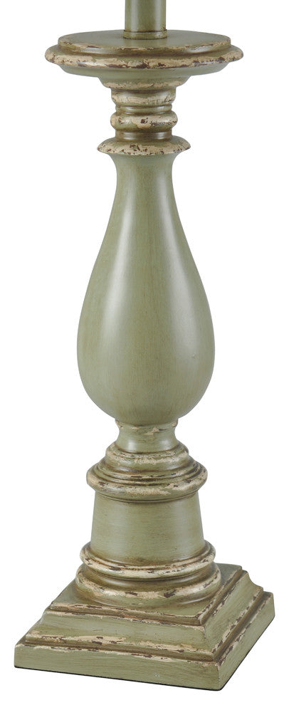 Mackinaw Table Lamp, Distressed Green Finish, Off-White Hardback Fabric Shade