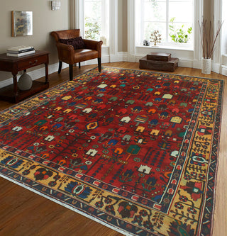 Super Vintage Distressed Malachi Red/Gold Rug, 7'0 x 10'3