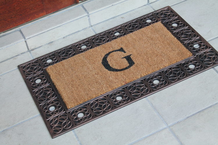 A1HC First Impression Rubber and Coir Decorative Tray Doormat 18"x30", G