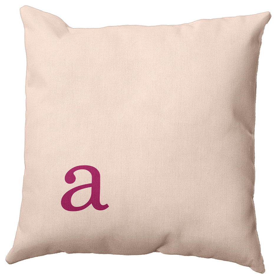 26"x26" Modern Monogram Decorative Throw Pillow, Dusty Rose