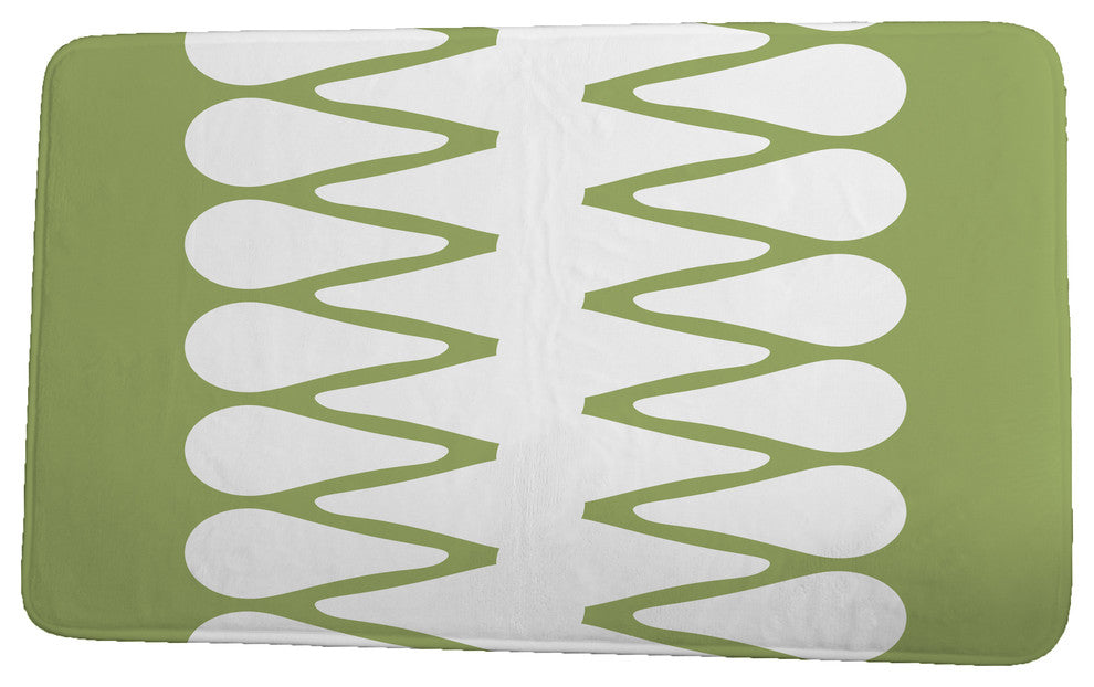 Upscale Getaway Zipped Geometric Print Bath Mat, Green, 21"x34"