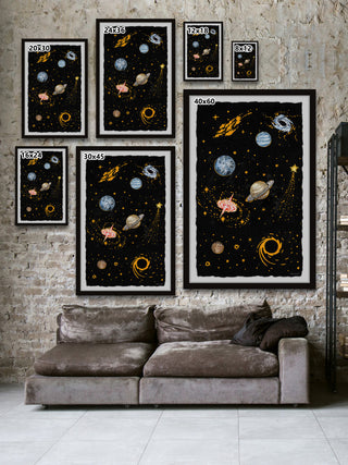 "Dark Outer Space" Framed Painting Print, 20x30