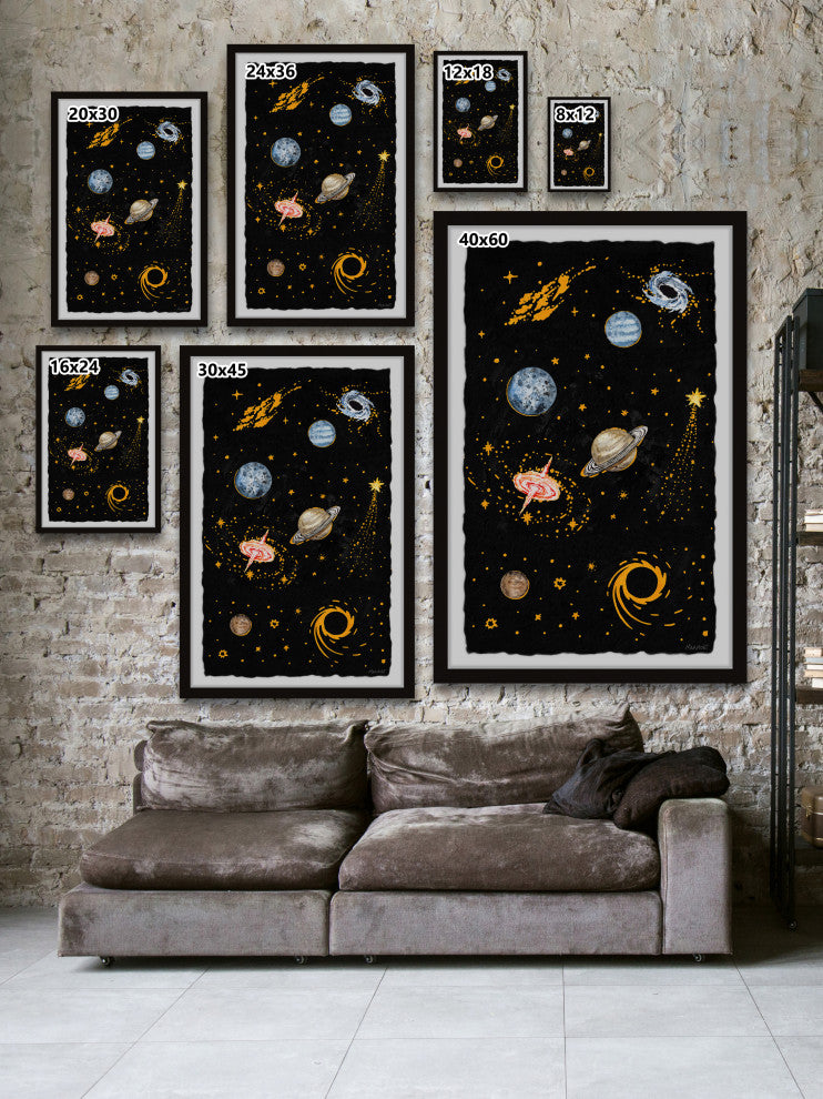 "Dark Outer Space" Framed Painting Print, 20x30