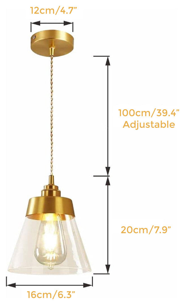 Gold and glass pendant light Adjustable Cord for Kitchen Island light