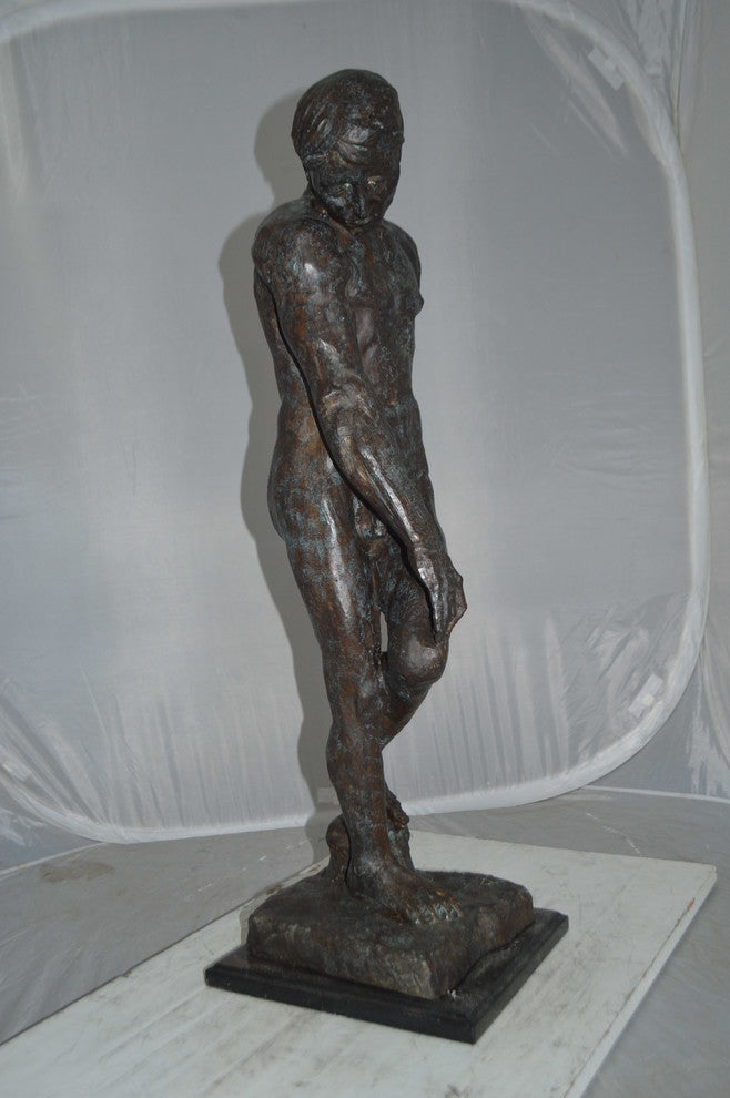 Adam Replica by Rodin Bronze Statue - Size: 12"L x 12"W x 36"H.