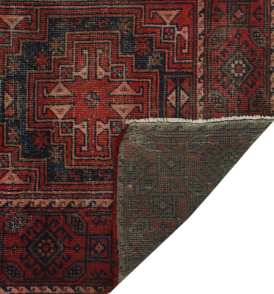 Semi Antique Cheri Red/Charcoal Runner, 3'3x9'6