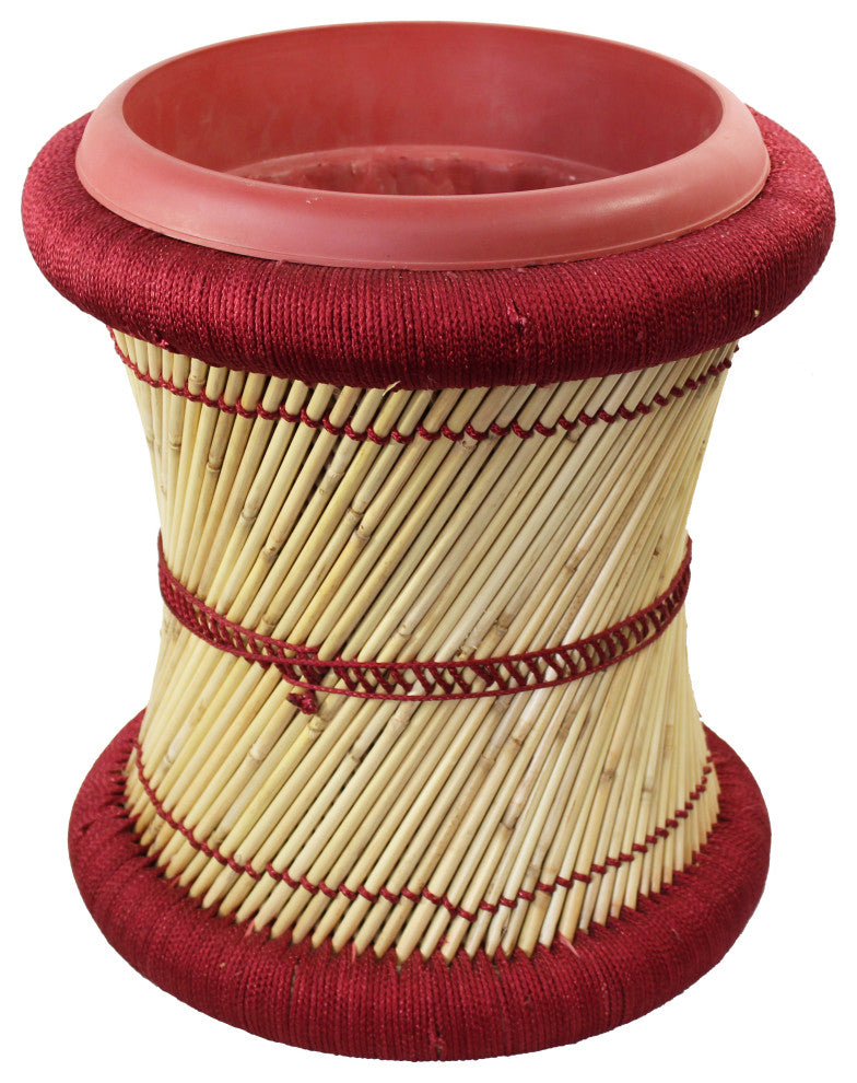 Natural Geo Handwoven Red Decorative Planter with Pot