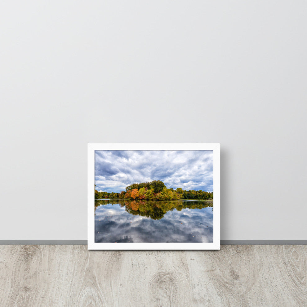 Autumn Reflections Rural Landscape Framed Photo Paper Wall Art Prints, White, 11" X 14"