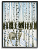 Deer In Snow & Birch Trees Watercolor Framed Giclee Texturized Art, 11"x14"