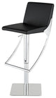 Swing Adjustable Bar Stool, Modern Contemporary Barstool, Faux Leather, Black