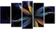 Abstract Fractal Flower on Black, Black, Floral Canvas Print, 60"x32", 5 Panels