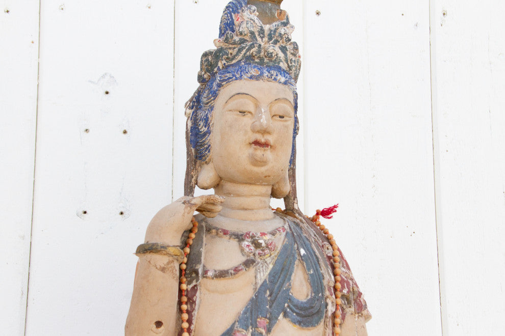 Antique Polychrome Quan-Yin Statue