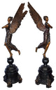A Pair of Angels of Fortune Bronze Statues Size: 27" x 27" x 69"H