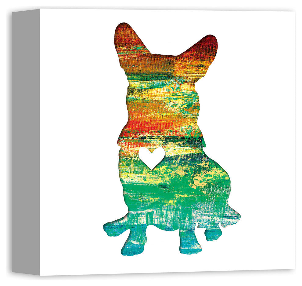 Designs Direct Creative Group Paint Silhouette Corgi 12x12 Canvas Wall Art