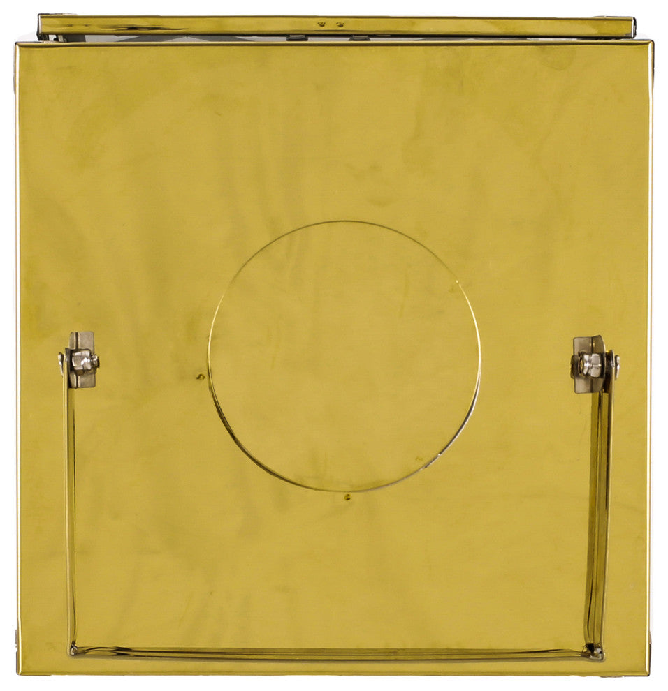 Cecil Outdoor 14" Modern Stainless Steel Lantern, Gold