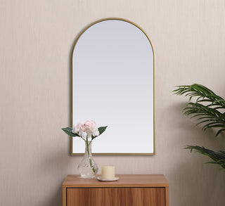 Metal Frame Arch Mirror 22X36 Inch, Brass