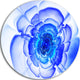 Blue Fractal Flower Petals, Floral Abstract Round Metal Wall Art, 11"