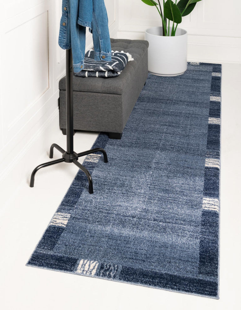 Rug Unique Loom Del Mar Navy Blue Runner 2' 7 x 10' 0