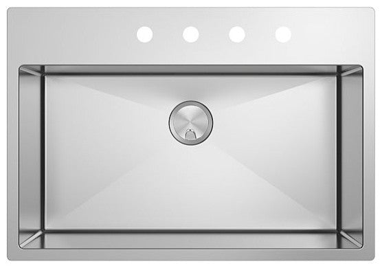 Transolid Diamond Stainless Steel 32-in Dual Mount Kitchen Sink, Stainless