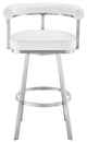 Nolagam Swivel Counter Stool, Brushed Stainless Steel With Faux Leather, White