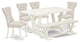 6-Piece Dinette Set, Chairs, Bench and Top Table, Linen White