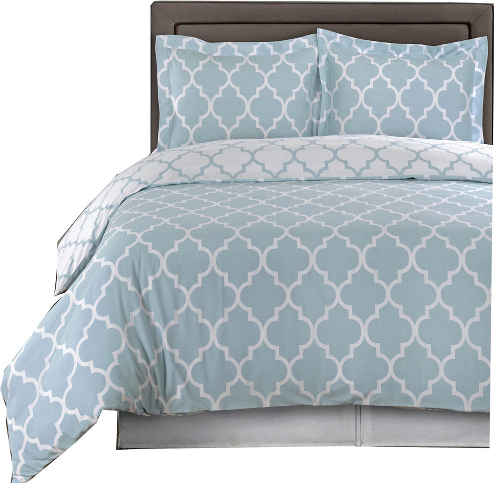 Meridian 100% Cotton Duvet Cover Set, Blue and White, Twin/Twin Xl