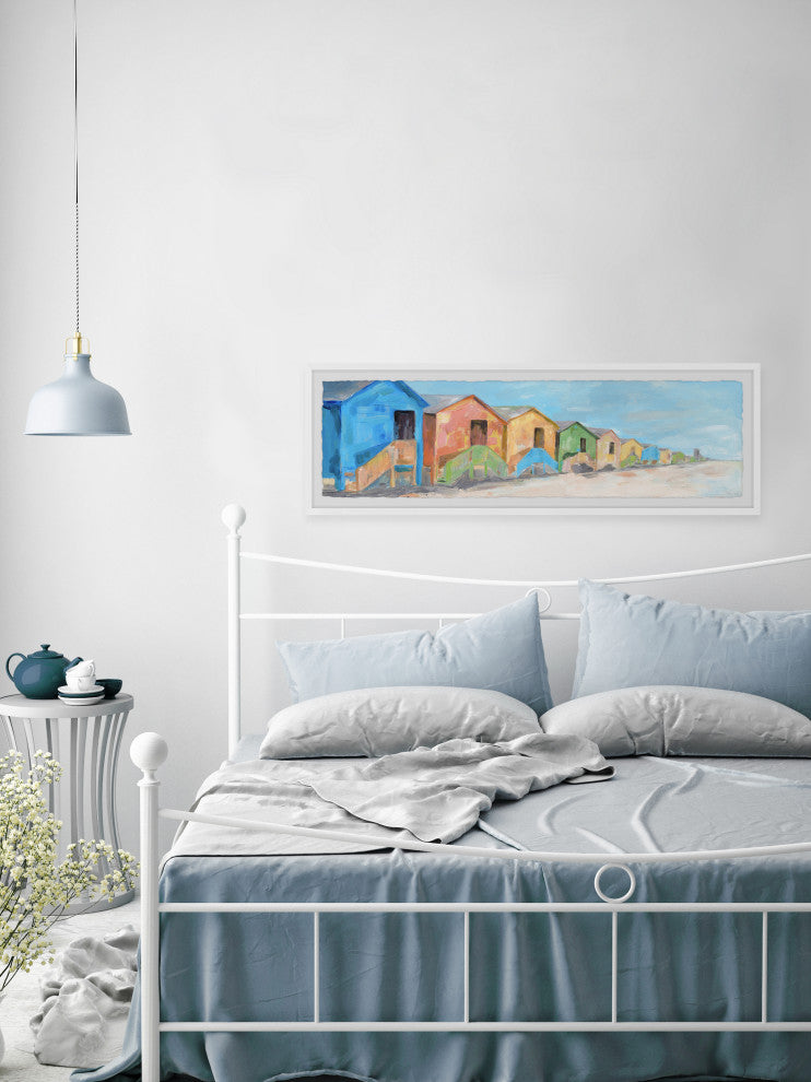 "Beach House Time" Framed Painting Print, 30x10