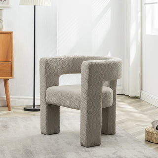 28" Wide Boucle Upholstered Square Armchair, Oatmeal