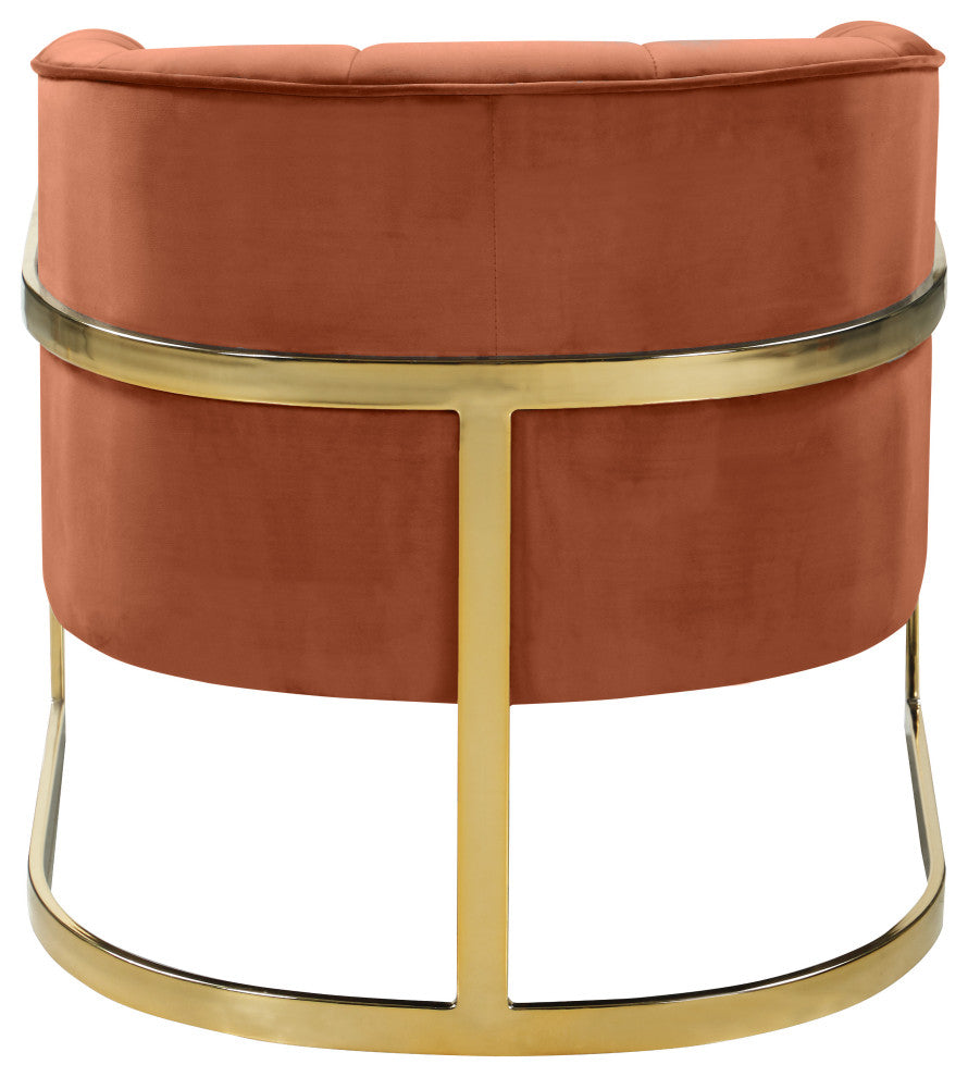 Carter Velvet Upholstered Accent Chair, Cognac