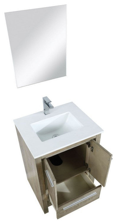 Lafarre Contemporary 24" Rustic Acacia Bathroom Vanity Set, Labaro Brushed Nicke