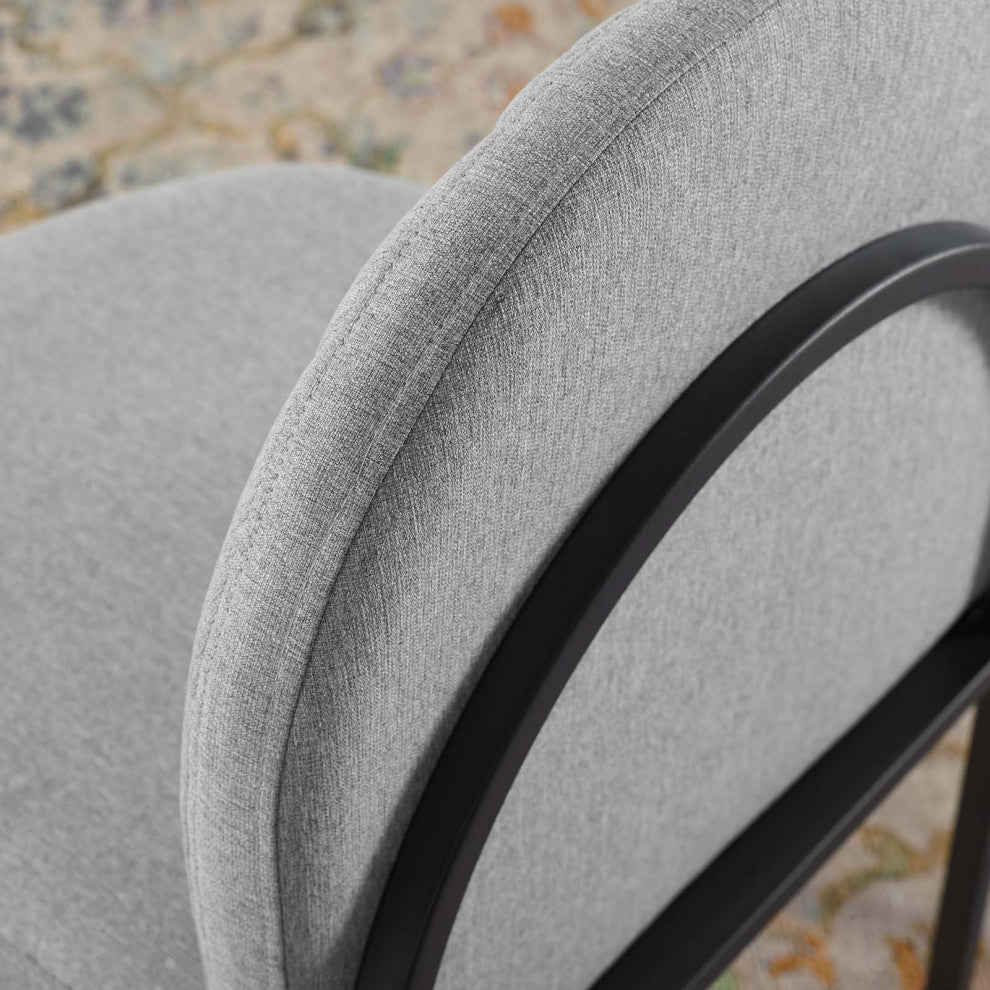 Side Dining Chair, Fabric, Black Gray, Cafe Bistro Restaurant Hospitality