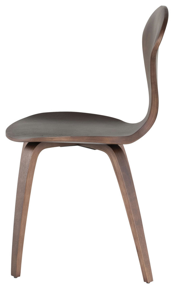 Satine Dining Chair, Molded Plywood Side Chair, Dark Walnut