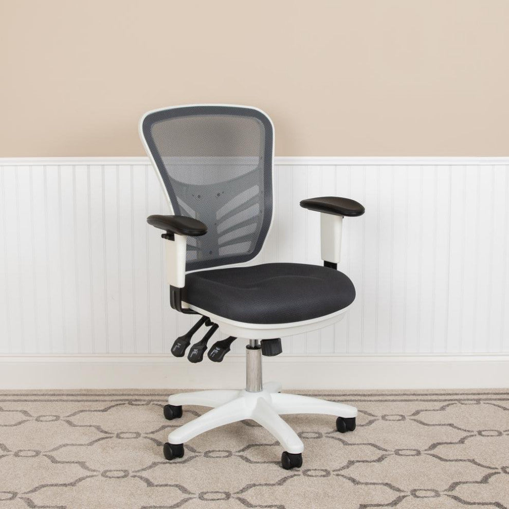 Mid-Back Dark Gray Mesh Multifunction Executive Swivel Ergonomic Office...