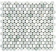 Thassos White Marble Honed Penny Round Mosaic Tile w/ Ming Green Dots