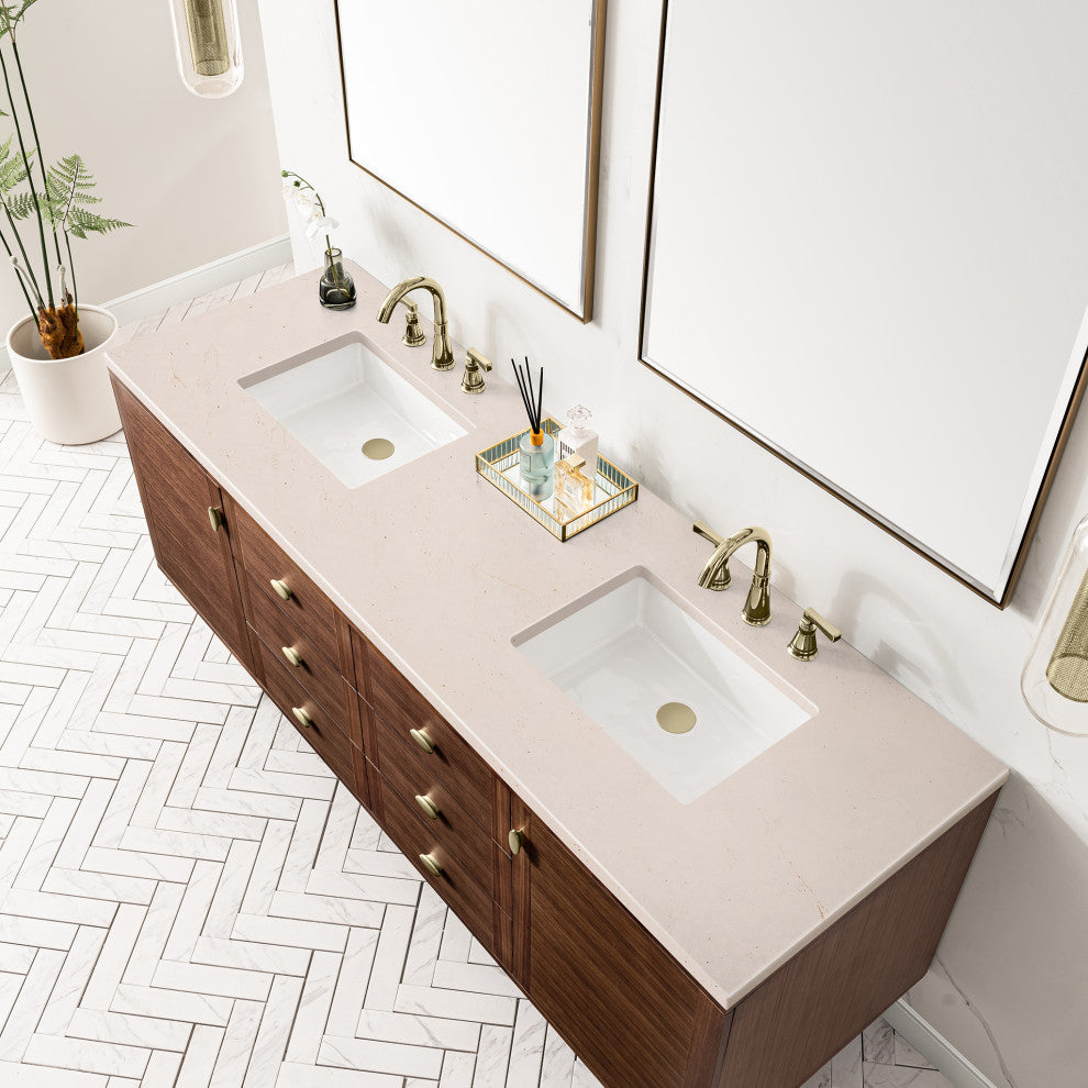 Amberly 30" Single Vanity, Mid-Century Walnut, 72", No Top