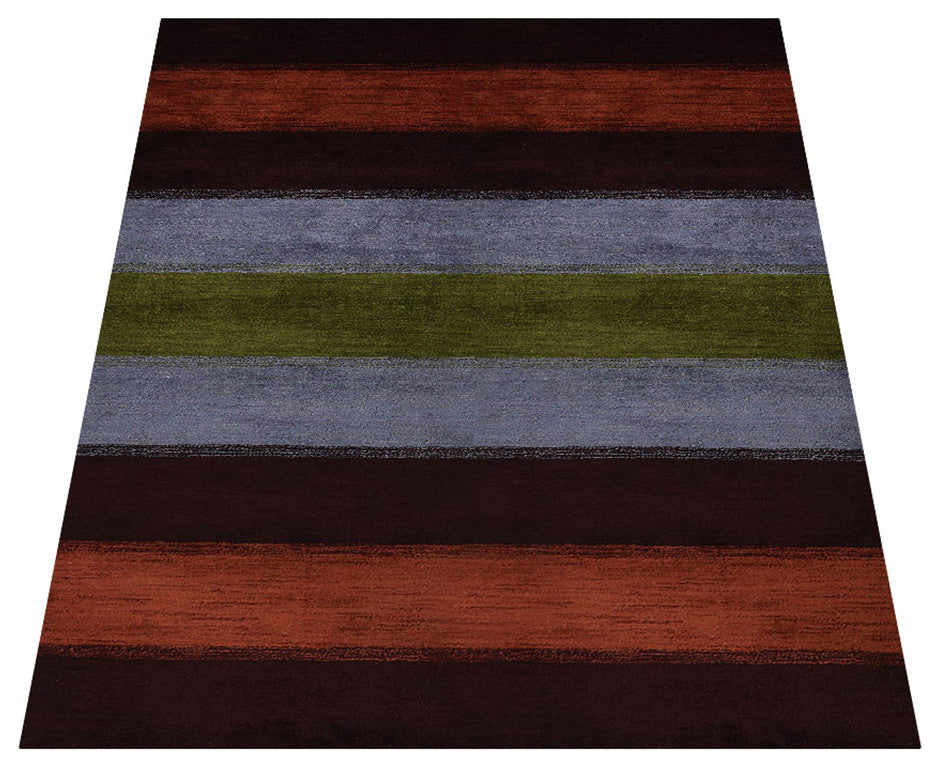 HAND KNOTTED LOOM SILK ECO-FRIENDLY RUG-6'x9',Rectangle,Brown Silver,Contemporar