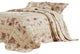 Benzara 3 Piece King Bedspread Set, Floral Print, Scalloped, Cream, Pink