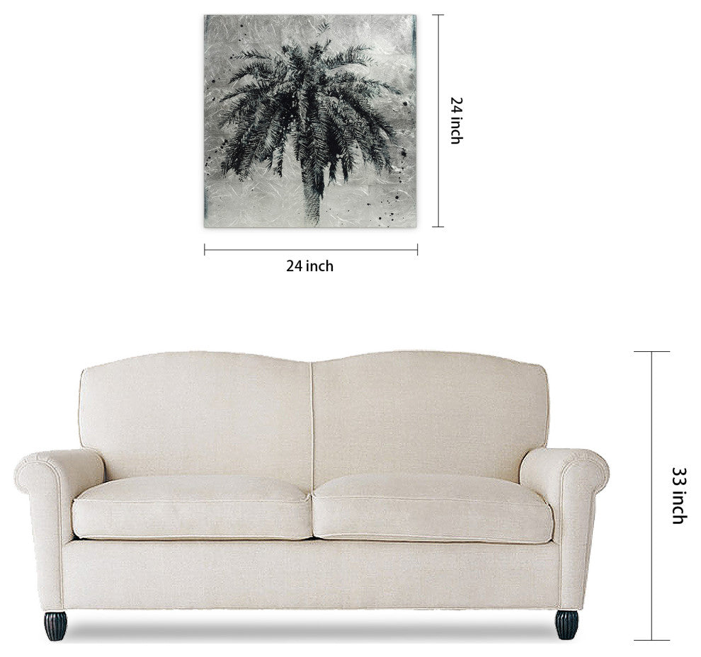 Palm Tree Diptych Wall Art Reverse Print Tempered Glass Wall Art and Silver Leaf