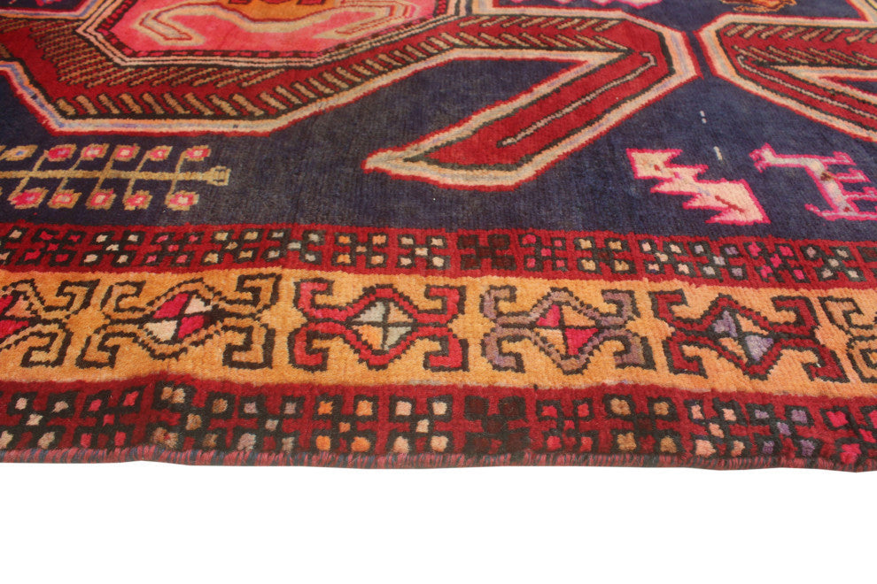 Fine Vintage Distressed Dayan Navy/Rust Runner, 3'11x9'8
