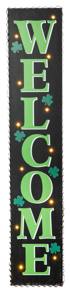 42" Lighted St. Patrick's Wooden "Welcome" Porch Sign