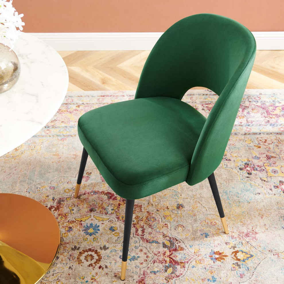 Side Dining Chair, Velvet, Green, Modern, Cafe Bistro Restaurant Hospitality