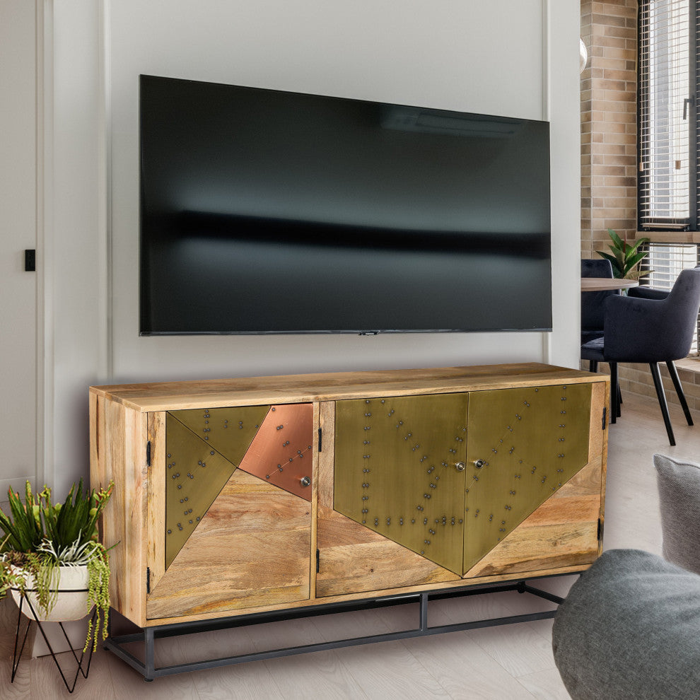 Product shown in a real room setting with TV
