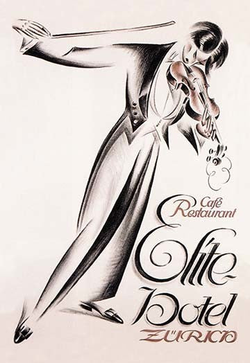 Music at the Elite Hotel Zurich - Gallery Wrapped Canvas Art 28" x 42"